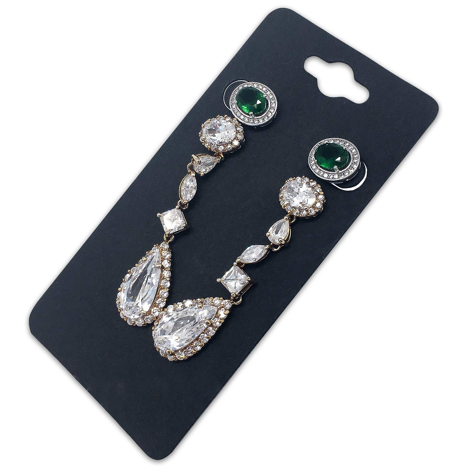 The Display GuysPack of 100 pcs 2x4 inch (5cmx10cm) Matte Black Paper Necklace Earrings Display Hanging Cards for Jewelry Accessory Display