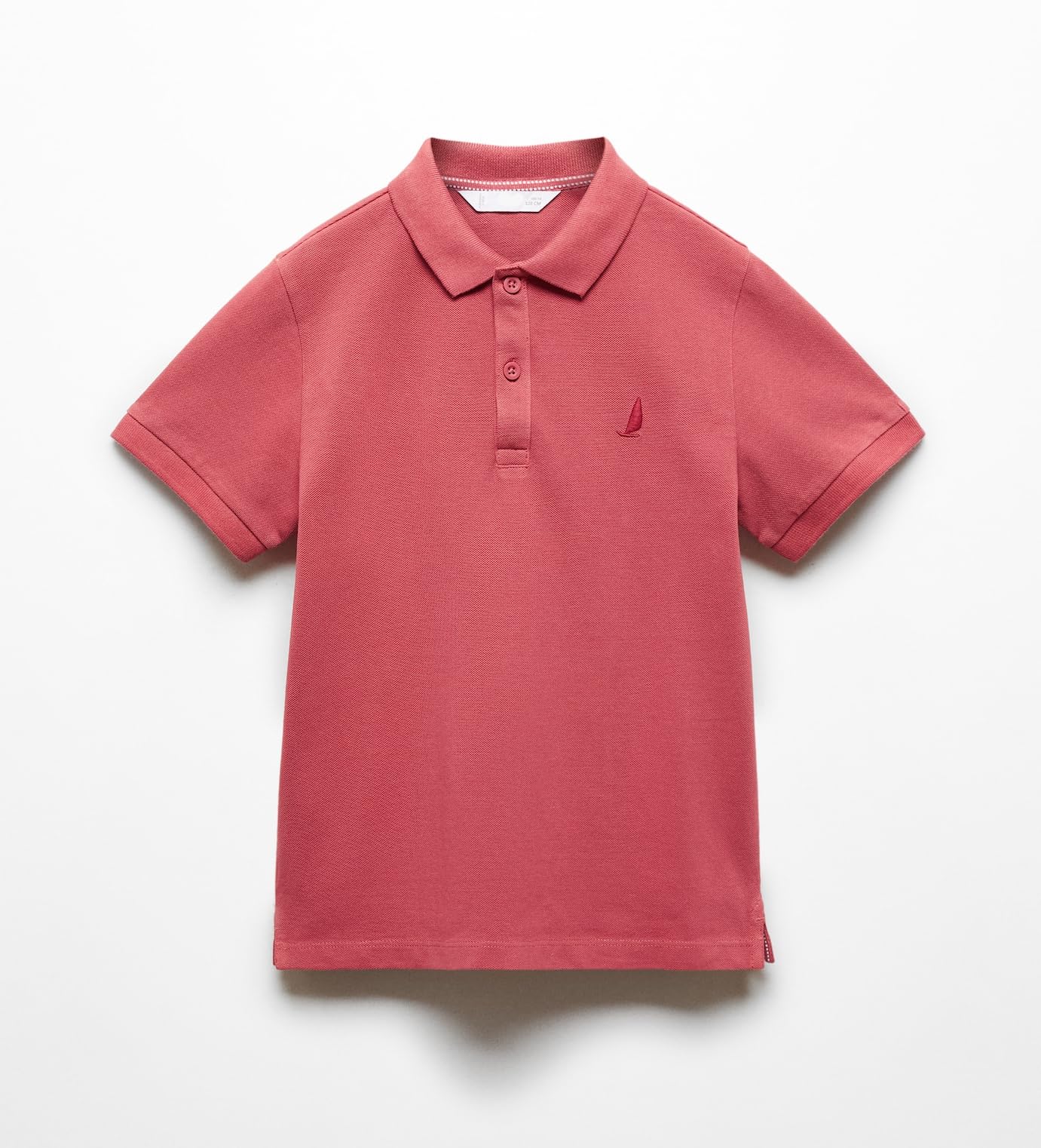 Alan Jones Clothing Boys Regular Fit Cotton Polo T-Shirt | Embroidery Detail | Short Sleeves | Ribbed Hems | Ages 6–16 Years (Cherry_11-12 Years) - Image 4 thumbnail