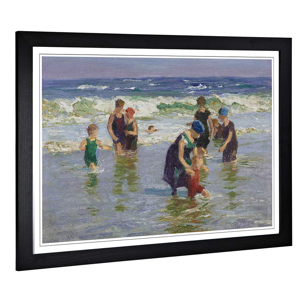 Big Box Art Framed Print of Edward Henry Potthast at The Beach Design | Wall Art Picture | Home Decor for Kitchen, Living Room, Bedroom, Hallway, Black, A2 / 24.5x18 Inch / 62x45cm