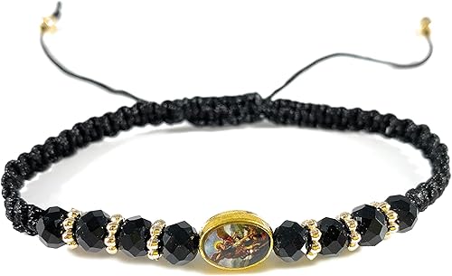 San Miguel Arcángel Rojo con oro Pulsera ajustable Roja Ajustable De San Miguel Arcangel Con Tono Dorado (SM4)