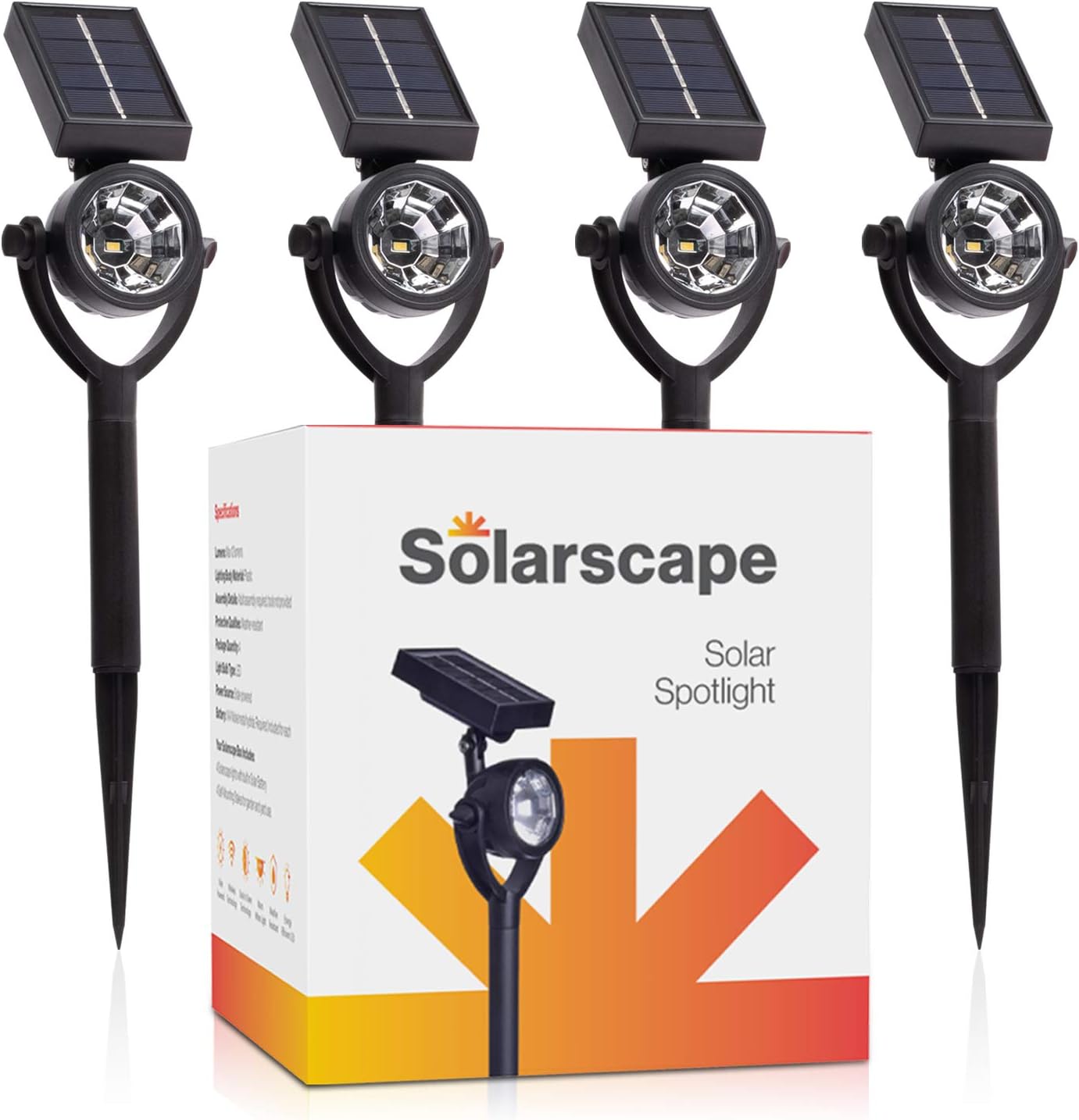 Tесh Dеаlѕ 🔥 Solarscape Solar Spotlight (4 Lights) Outdoor Lights for Garden, Landscape, Patio & Pathway l White LED, IP44 Weatherproof, Adjustable Panel