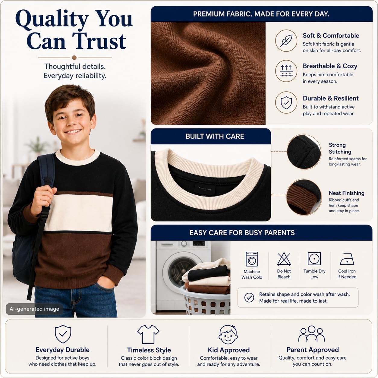 Bienzoe Ragazzi Maglia Girocollo Felpa: Bambini Lunga Maniche Casual Pullover – Comfort per Famiglia Casa Autunno Scuola