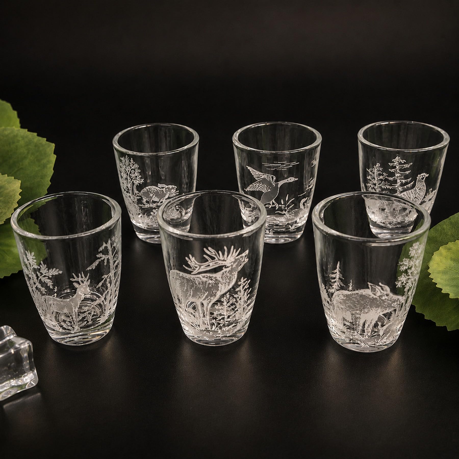 GTK - Geweihe & Trophäen KRUMHOLZ Lot de 6 verres à liqueur courts avec motif chasse 2cl