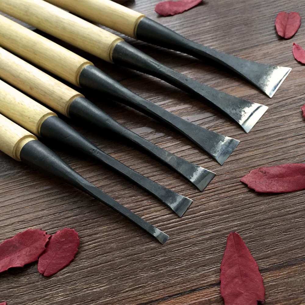 11 dimensioni 0,3-6 cm Coltello piatto in legno a mano Scalpelli per la lavorazione del legno PER intaglio di utensili vuoti, 6 cm, 23 cm
