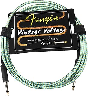 Vaveren Cabo de instrumento elétrico Patch cords de guitarra, cabo de guitarra macho para macho de metal, cabo de guitarra elétrica de baixo ruído para, 3m azul amarelo
