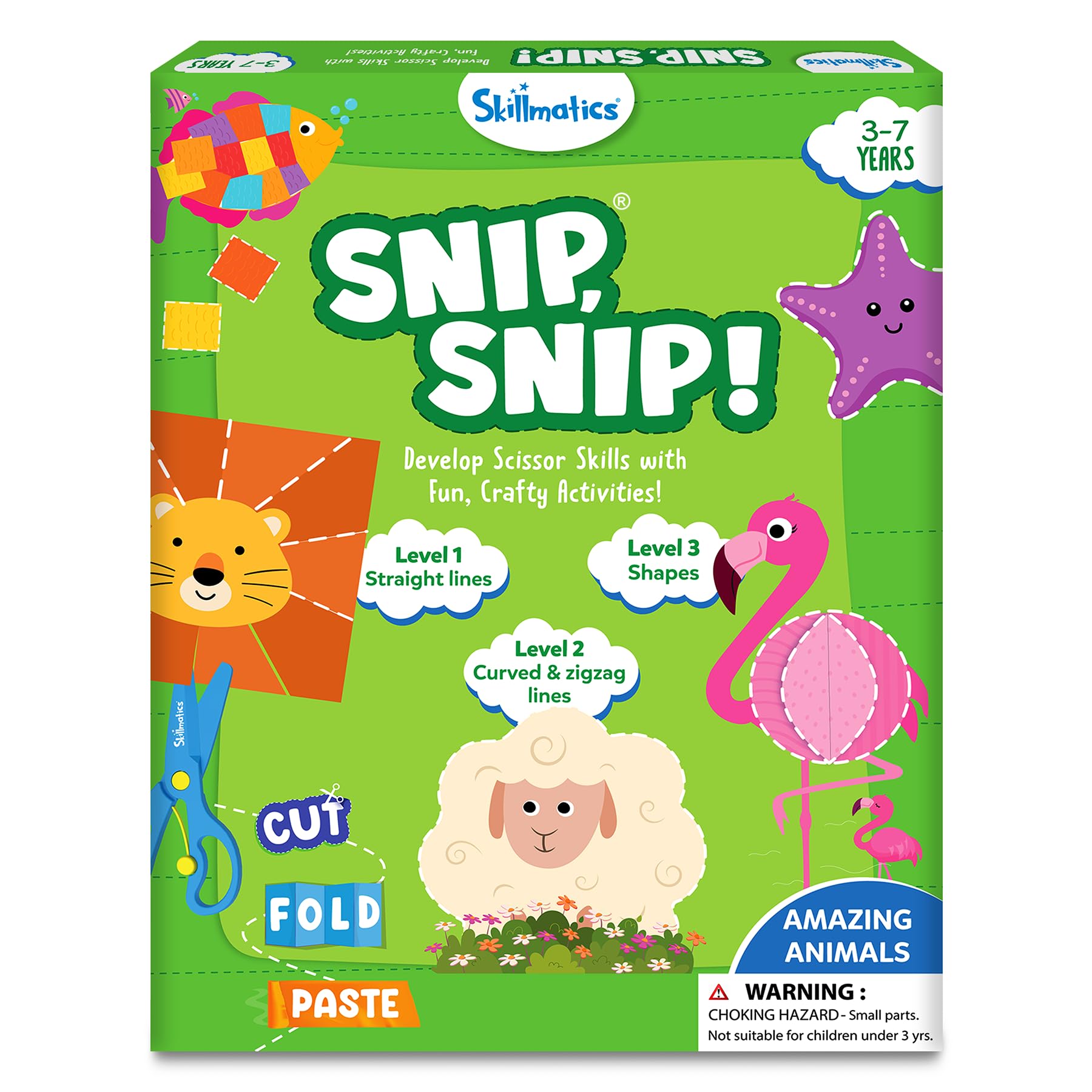 Skillmatics Snip Snip Animals, Scissor Skills Toy, Felt Craft Gift for Kids