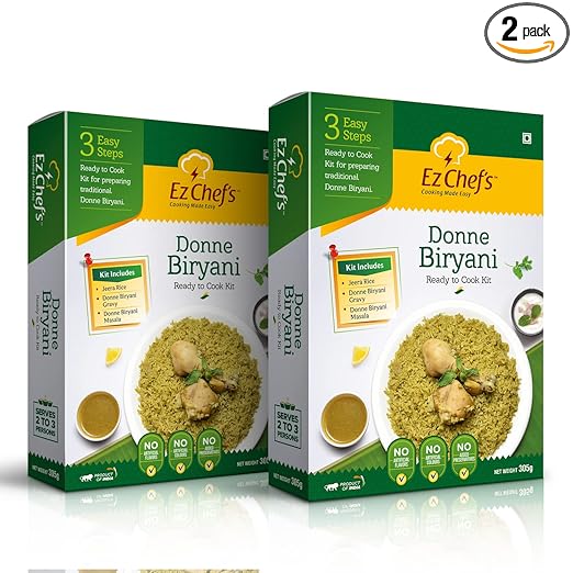 Ez Chef's Donne Biryani Kit | Bangalore's Famous Donne Biryani | Ready to Cook in 3 Easy Steps | Just add Chicken | Pack of 2