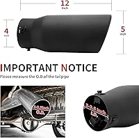 Vista 2 de Richeer Punta de escape de entrada ajustable de 3-3.5 pulgadas, salida de 5 pulgadas, 12 pulgadas de longitud total, punta de escape de acero