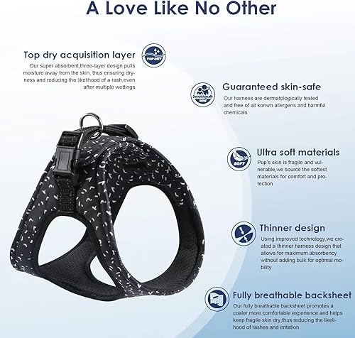 Miniatura 2 de Arnés de chaleco para perro, velcro ajustable sin tirones con almohadilla de esponja suave y asa reflectante, ganchos de correa de metal para perros