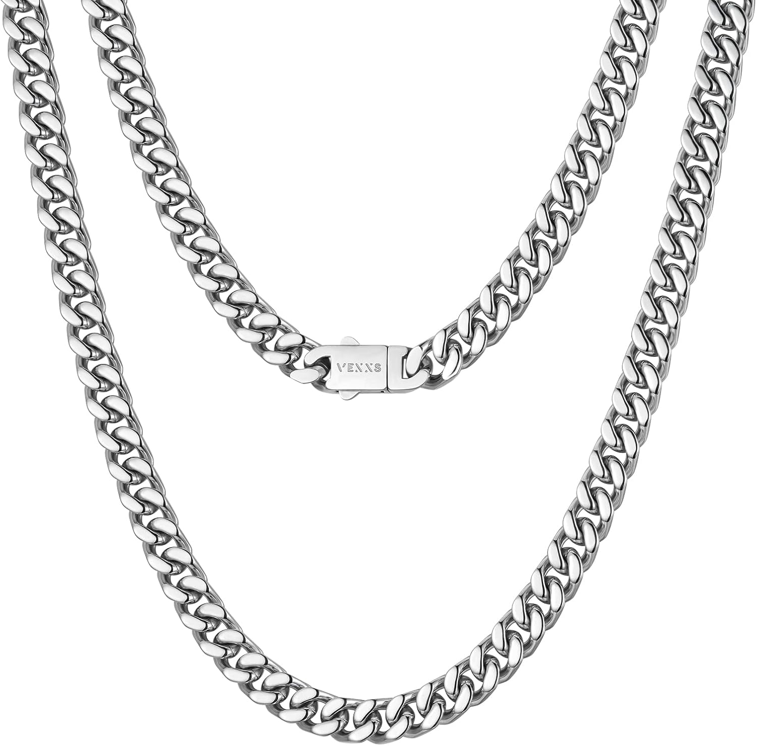 VEXXS Cuban Link Chain, 18K Real Gold Filled Stainless Steel Gold Chain, Durable No Color Fading 5mm 7mm Men’s Chain Necklace Men’s Jewelry