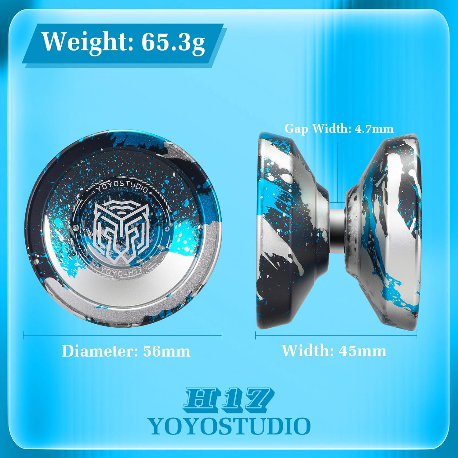 Pack of 2 Yoyos - YOYOSTUDIO X0312 Yoyo Black Red Silver + H17 Yoyo Black Blue Silver