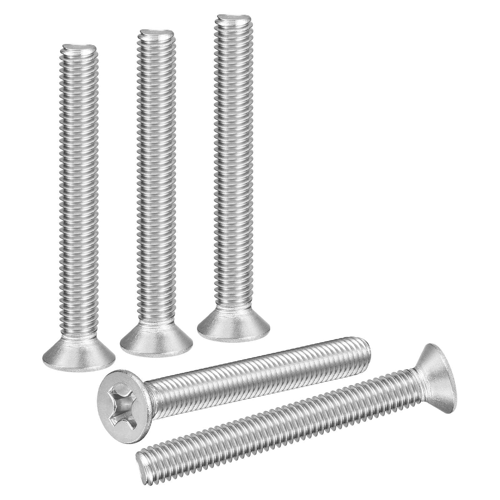 DTGN M6-1x50 Flat Head Countersunk Machine Screws - 20pcs - Good for Furniture and Machinery - 304 Stainless Steel Phillips Machine Screws Bolts - Silver — image 1