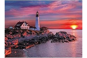 MXJSUA 5D Diamond Painting Square Drill Kit for Seaside Lighthouse Wall Décor