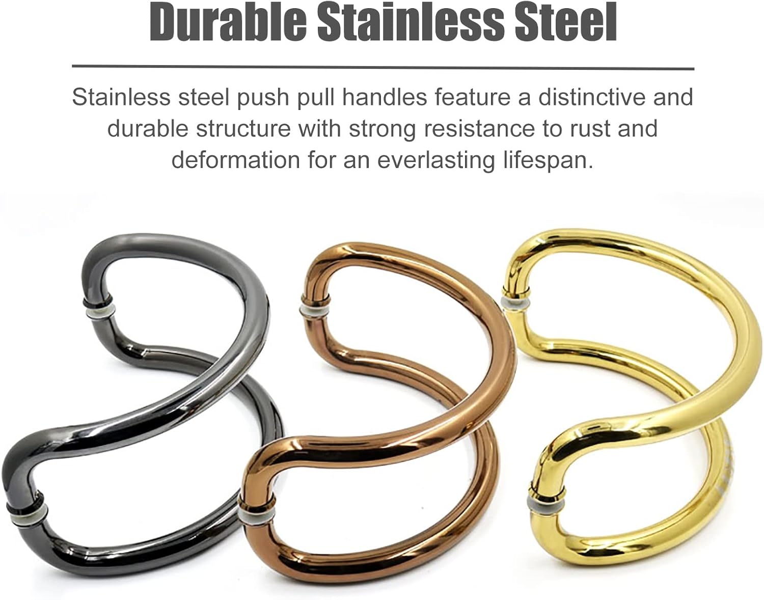 C-Shaped Push Pull Door Handle Round Tube, Glass Door Handles for Bathroom/Kitchen/Studio, Paired Handle Pull Hardware Set, 25mm/1'' Diameter (Color : White)