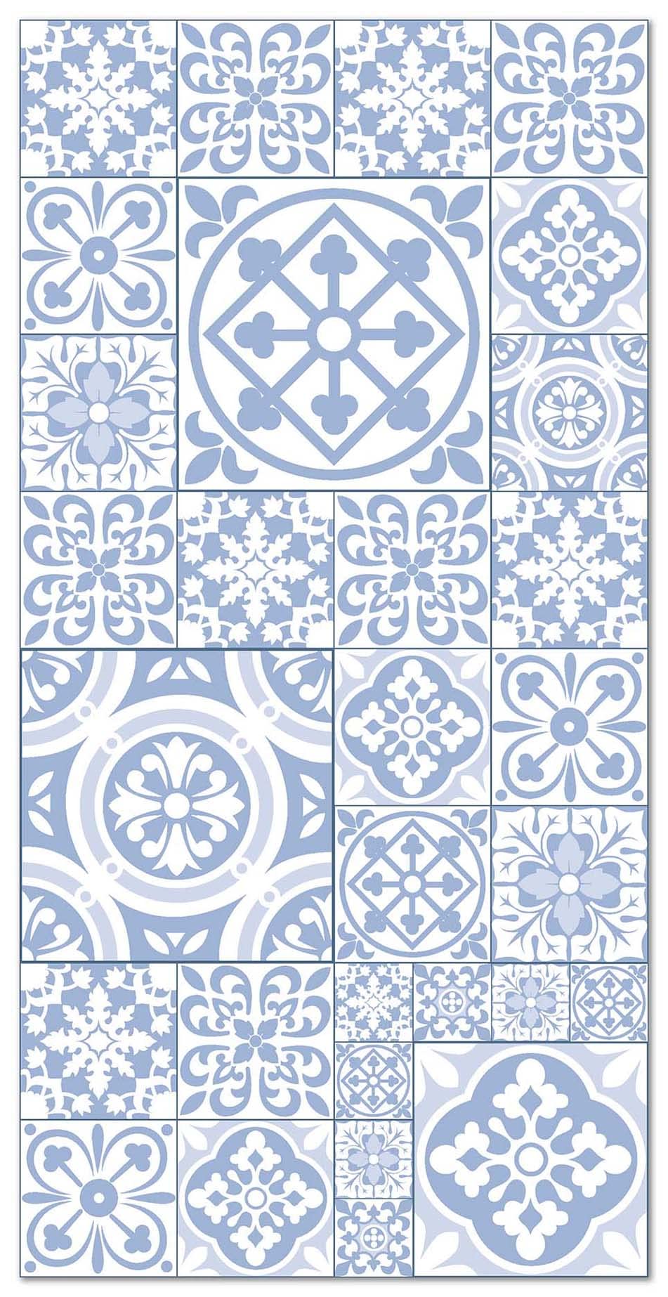 Panorama Alfombra Vinílica Cocina Salón - Varios Tamaños - (Hidráulica Talavera Azul 60x110 cm)