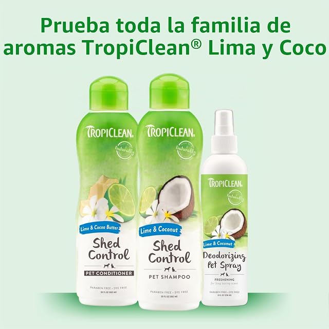 Foto 8 de 8 de TropiClean Lime & Coconut Champú para perros Deshedding para el control de la muda