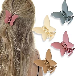 4 PCS Butterfly Hair Clips Small Claw Clips for Thin/Medium Thick Hair Butterfly Claw Clips Strong Hold Cute Hair Clips Nonslip Hair Claws for Women Girls