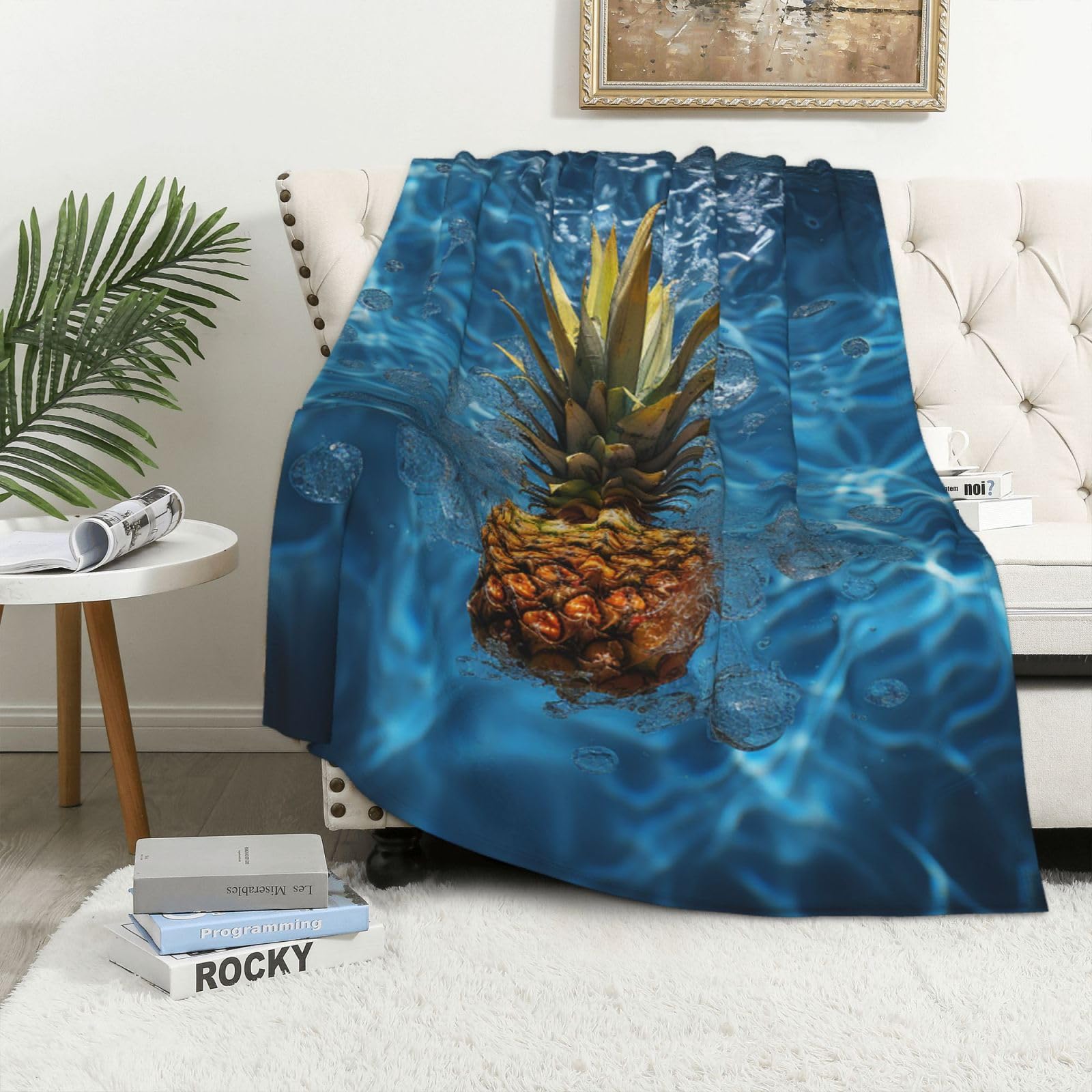 Couverture polaire en flanelle de lit 101x127cm jeté motif ananas
