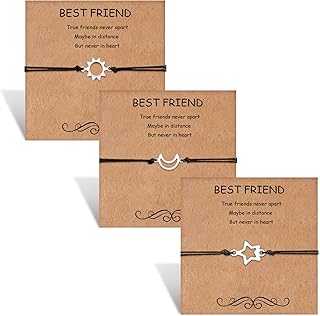 HOHOTANG Best Friend Bracelets for 3, Friendship Bff Matching Heart Bracelet for Women, Trio Bracelets Adjustable Birthday Jewelry Gifts for Best Friends
