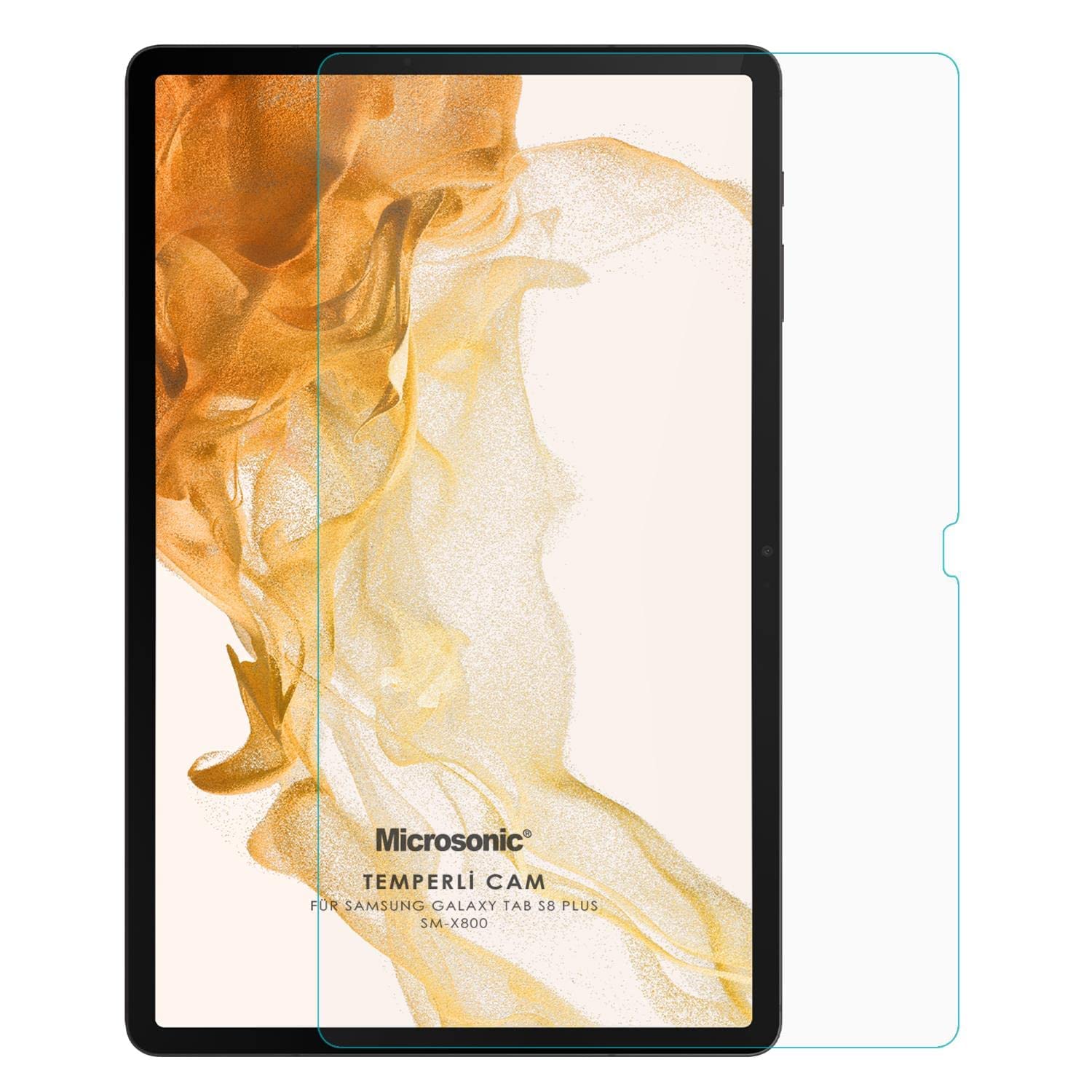 Microsonic Samsung Galaxy Tab S8 Plus X800 Tempered Glass Cam Ekran Koruyucu [Galaxy Tab S8 Plus X800 ile Uyumlu Ekran Koruyucu - Şeffaf]