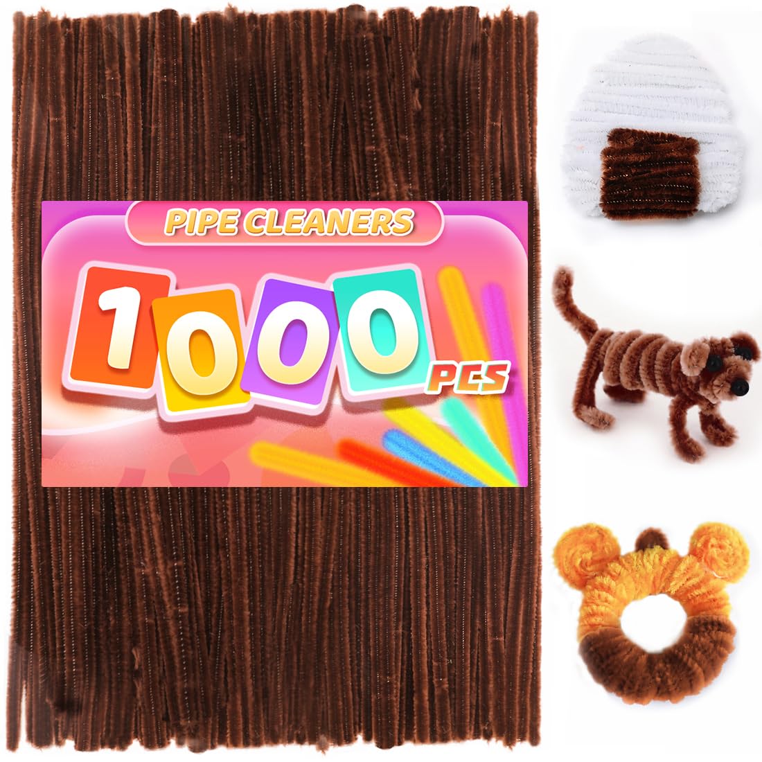 Praisebank 1000pcs Brown Pipe Cleaners for Crafts