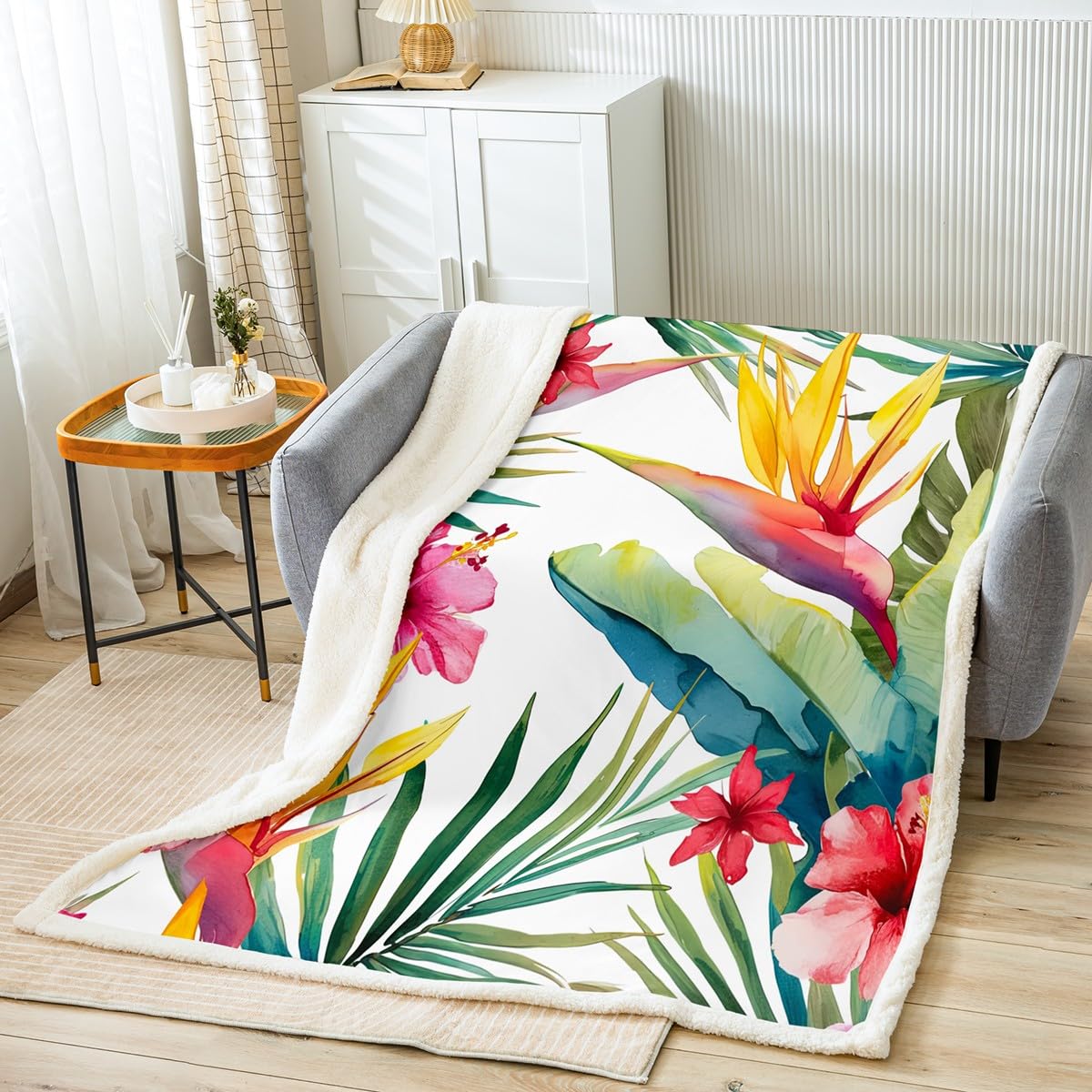 Couvertures Douces En Flanelle Pour Canapé, Oiseau Et Fleur, Couverture De Lit Confortable En Flanelle Avec