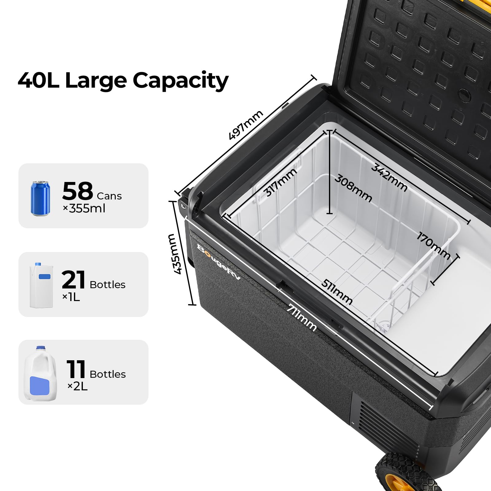 BougeRV CRS 40L Kompressor Kühlbox 12V 230V APP Steuerung IPX4 wasserdicht -20℃ Camping Reisen Boot Angeln