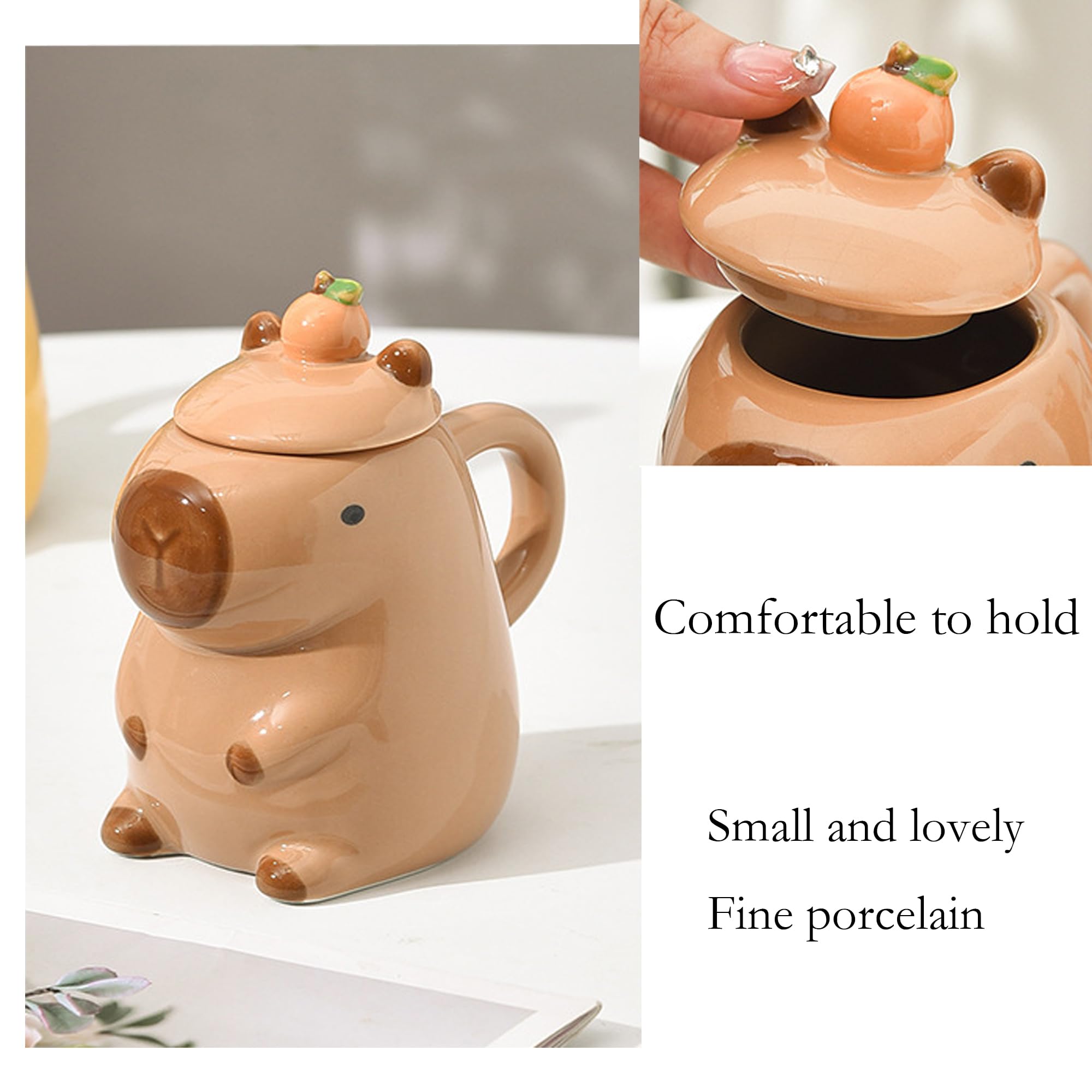 Disoza 450 ml kubek Capybara Słodkie kubki Kubek do kawy Prezent urodzinowy Kubek do herbaty z pokrywką Kubek do kawy dla dziewczyny Kobiety
