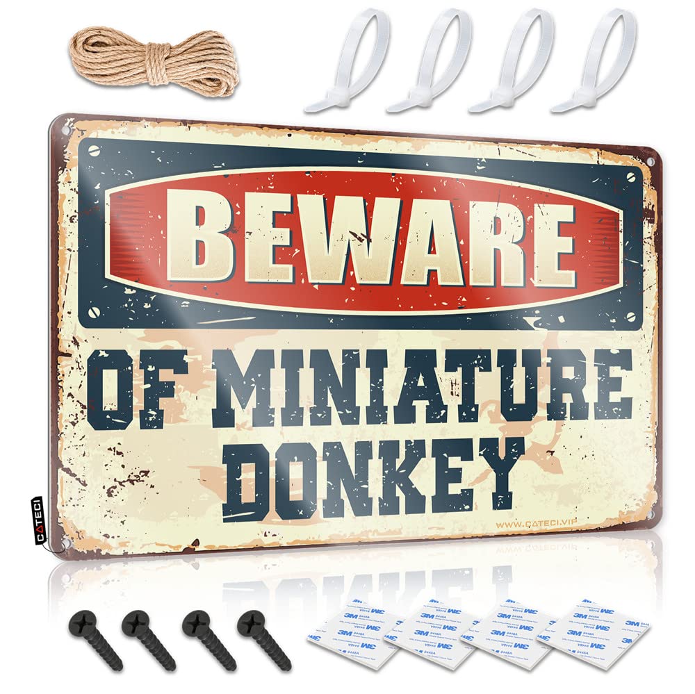 STWNVOITV Cheers Tin Sign Beware Of Miniature Donkey Sign Man Cave Wall Decor Funny Patio Signs(30X40CM)