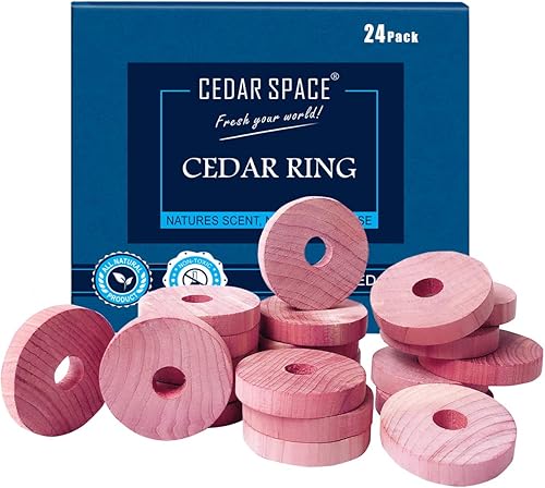 Bloques de cedro para almacenamiento de ropa, 24 anillos de cedro 100% aromáticos, accesorios de cedro para almacenamiento de armarios, bloques de