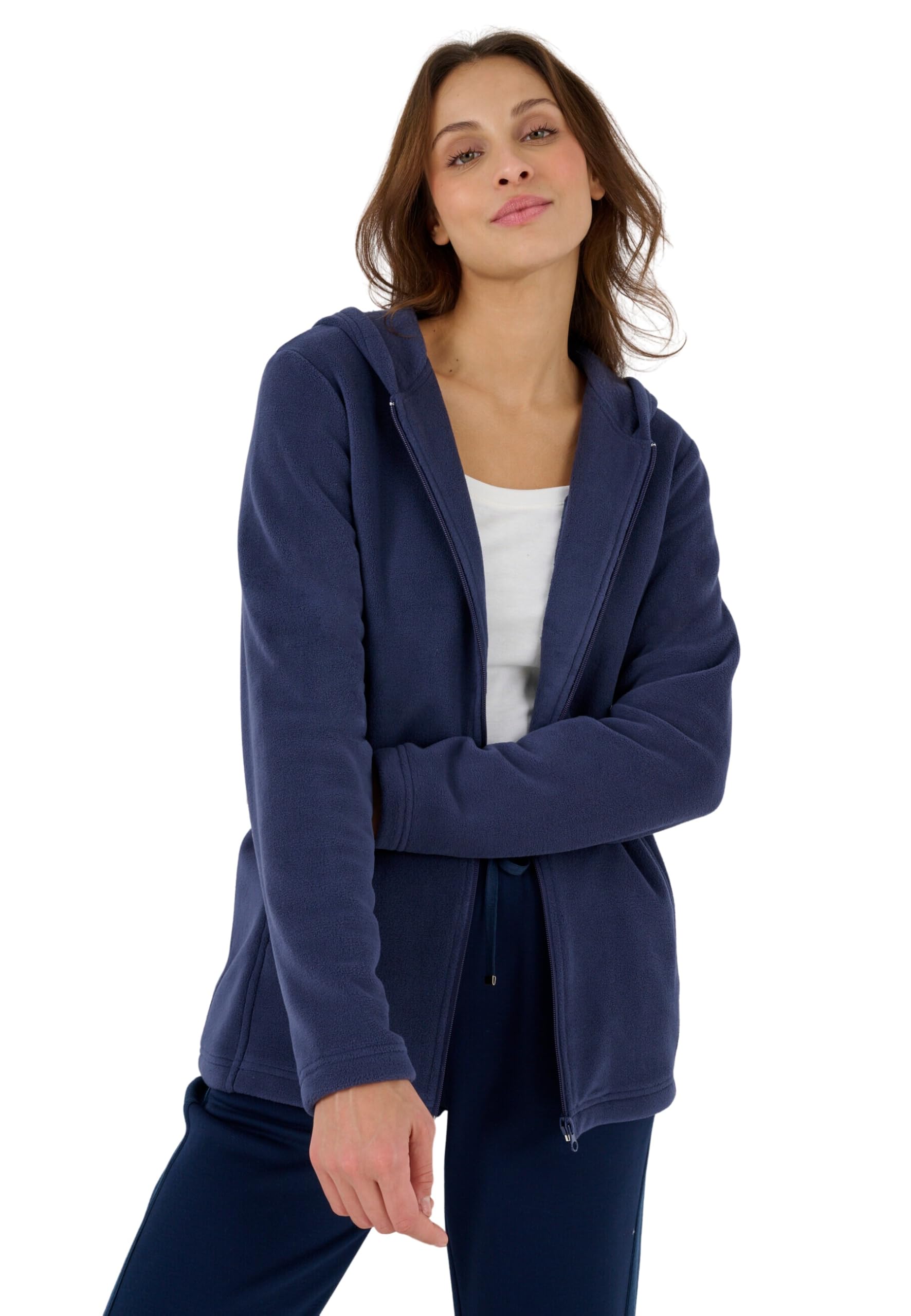 Damart Women's Navy Skin Soft Hooded Zip-Up Fleece