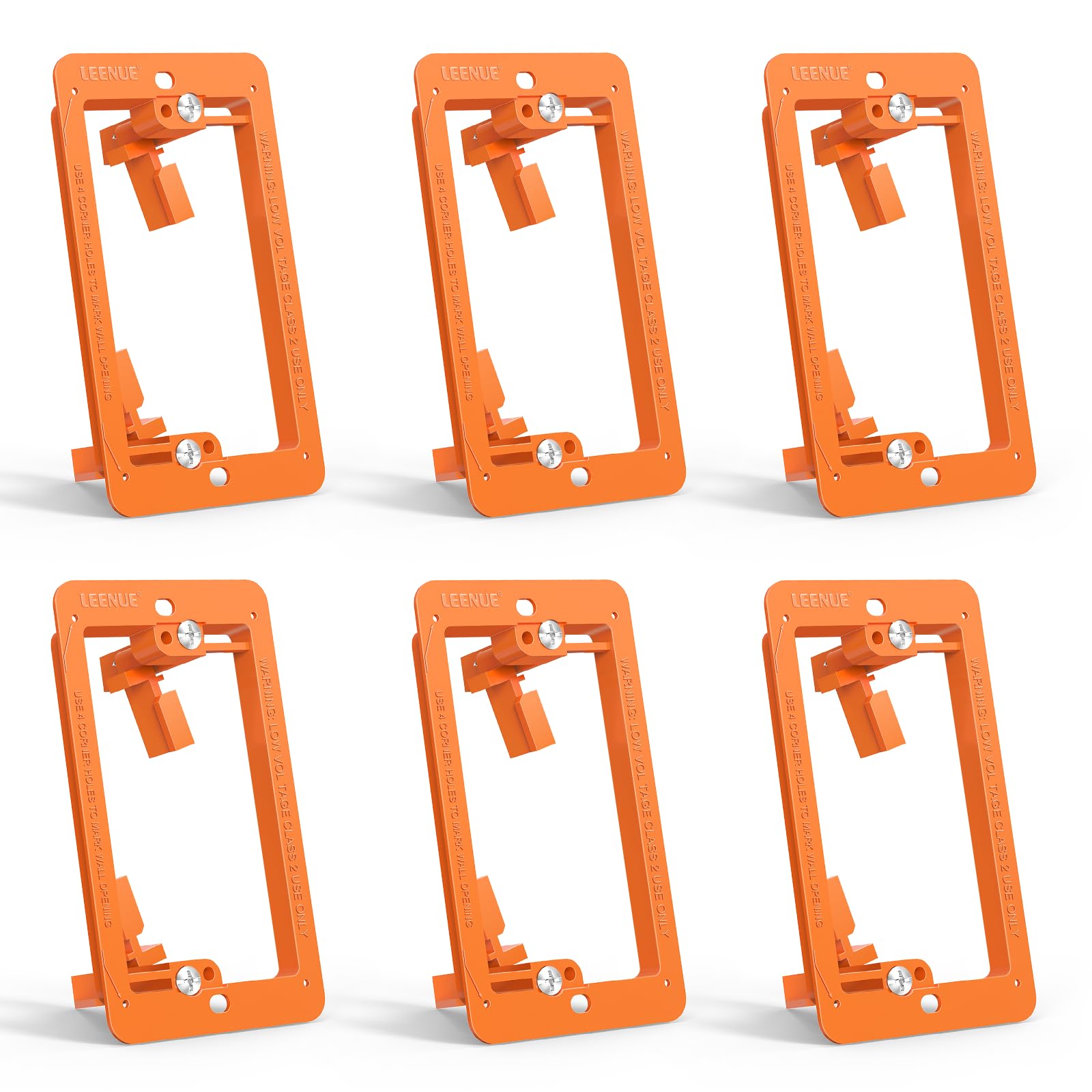 6 Pcs Low Voltage Mounting Bracket for Single Gang Wall Plate Orange