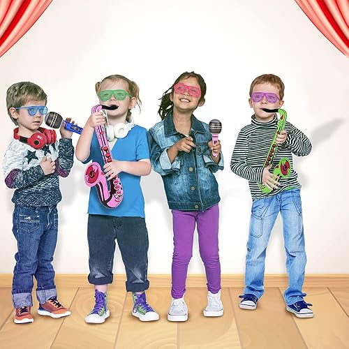 Miniatura 6 de ArtCreativity Infladores de saxofón, juego de 3, juguetes inflables de saxofón para niños, decoraciones para fiestas temáticas de música, globos de