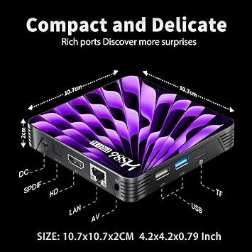 HS86 PRO14 TV Box Android 14.0, 2026 Android Box RK3518 2GB 16GB Support 4K 8K Dual-Band WiFi 6 2.4G/5.8G HDR10+ 100M Ethernet Bluetooth 5.0 USB 3.0 Smart TV Box Android with Voice Remote Control
