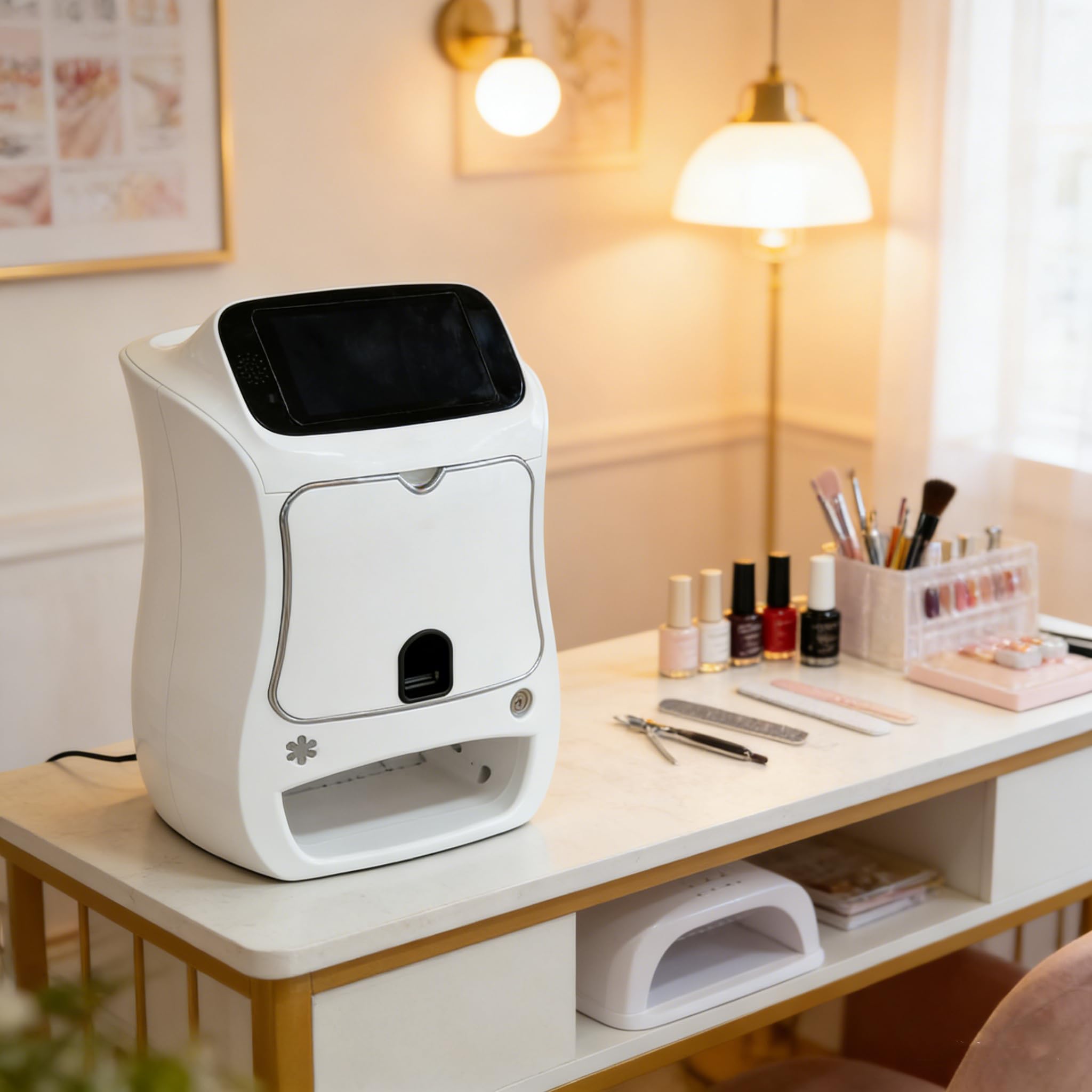 Stampante automatica per unghie intelligente 3D, stampante, stampante unghie, Impresora De UñAs, digitale fai da te - Schermo di aggiornamento/asciugatura, uso domestico e studio.(1 set,White)