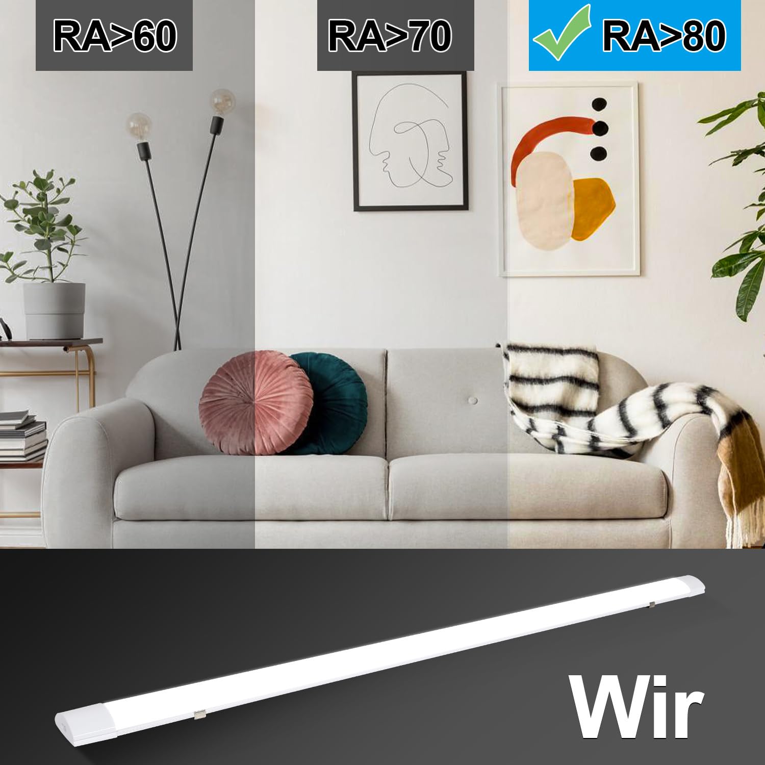LED Feuchtraumleuchte 120 CM, 4 Stück 36W 3060LM Neutralweiß 4000K, IP65 Industrie Wannenleuchte, Verbindbar, Robuste Deckenlampe für Garage, Keller, Werkstatt, Lagerhalle, Büro & Gewerbe