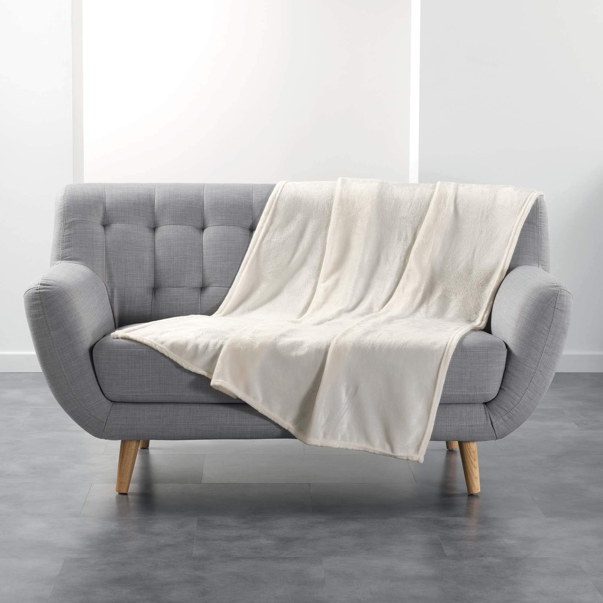 Douceur d'Intérieur Flanouu Polyester Blanket, Natural, 125 x 150 cm