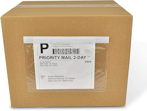 Immuson 500 listas de embalaje de carga superior adhesivas transparentes de 7.5 x 5.5 pulgadas, bolsas de sobres de etiquetas (500 bolsas)