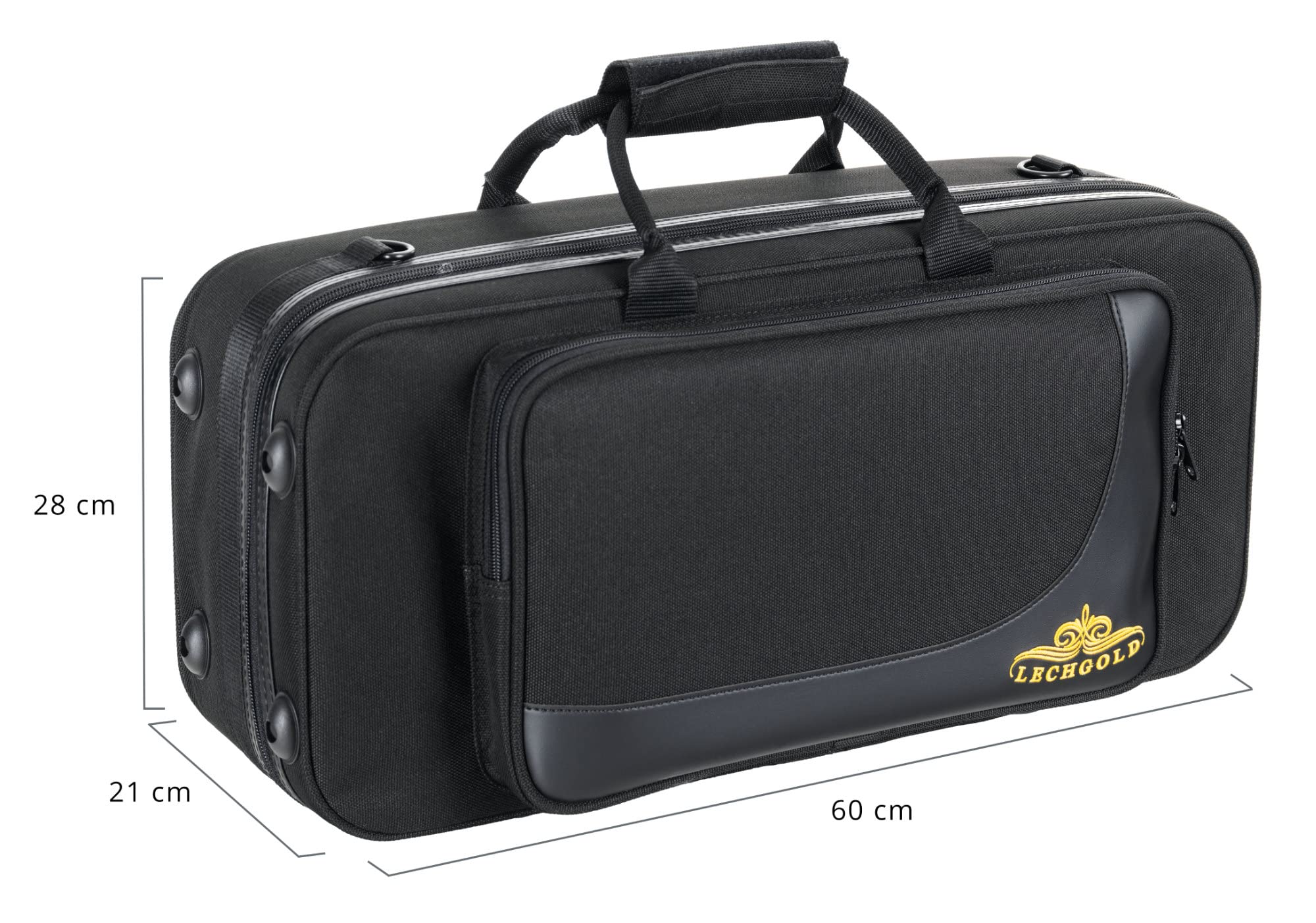 Custodia Leggera Lechgold per Tromba Bb - Lightcase per tutte le trombe comuni con valvole Perinet - Imbottitura termica - Tasca esterna - Set zaino - Bocchino e accessori - Nero