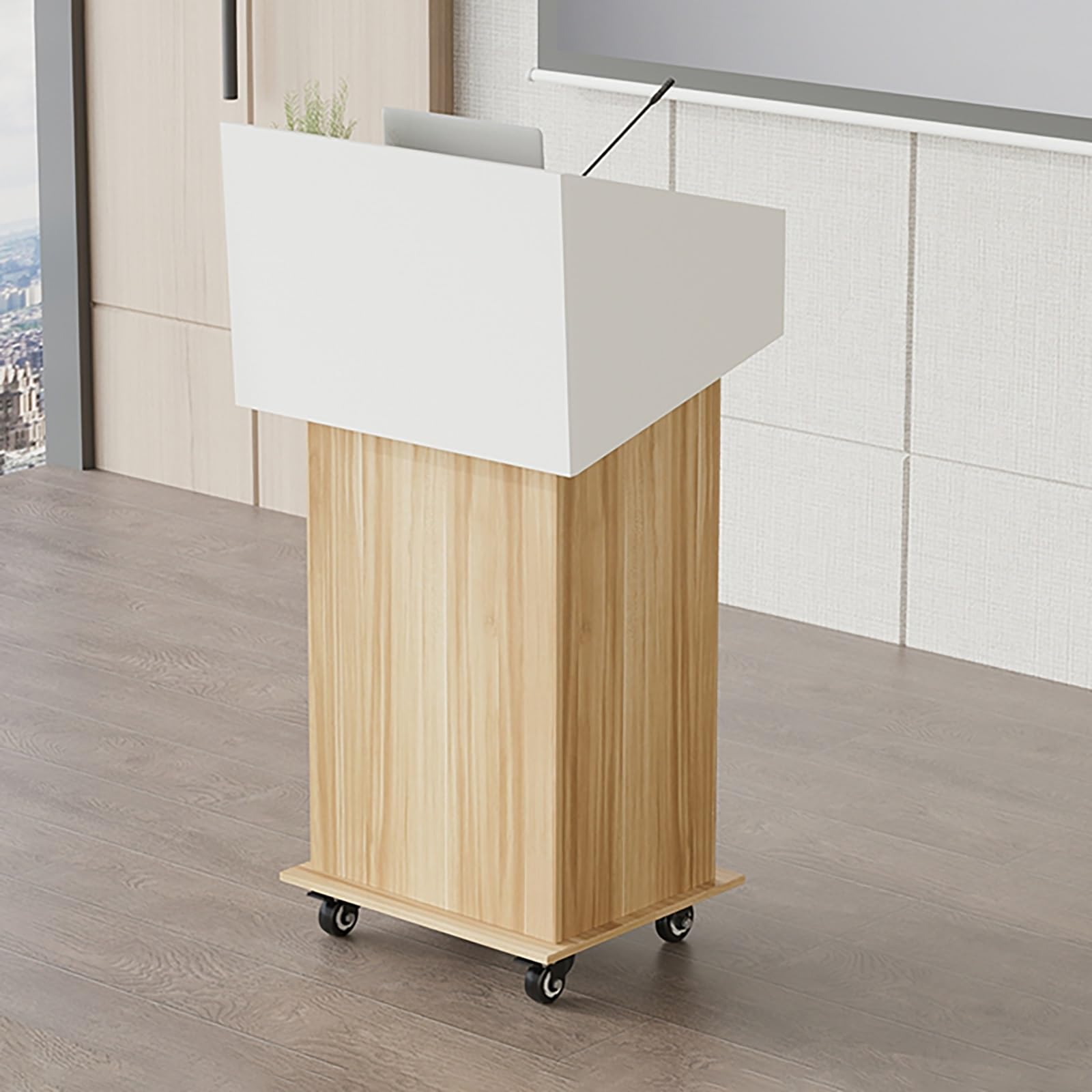 Générique Pupitre Portable réglable avec roulettes et étagère de Rangement, Montage Facile, Conception Stable pour Une Utilisation en Classe et à l'église, Jaune, 117 cm