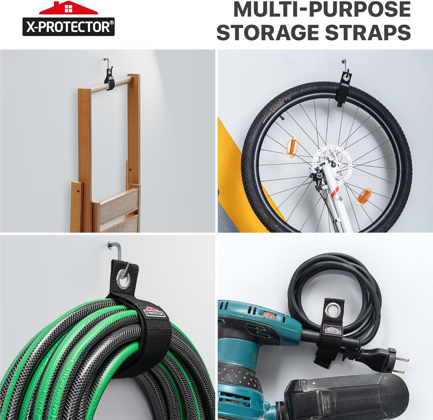 X-Protector Storage Straps - 12 PCS Pack - Heavy-Duty Extension Cord Holder Organizer for Garage Organization - Premium Cord Organizer for Work Van Accessories and Garage Accessories (10-17")