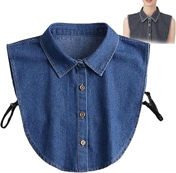 Denim False Collar The Layering Essential for Women, Detachable Denim Collar for Blouses & Dresses