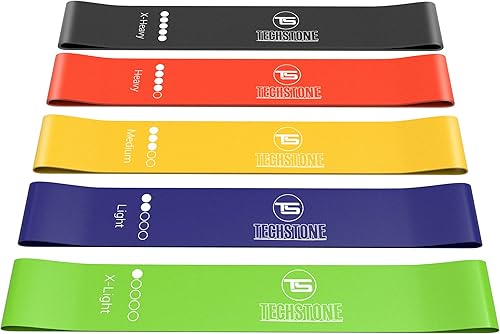 TechStone Juego de bandas de resistencia para hombres y mujeres paquete de 5 niveles de resistencia diferentes para el gimnasio en casa TechStone Juego de bandas de resistencia para hombres y mujeres paquete de 5 niveles de resistencia diferentes para el gimnasio en casa