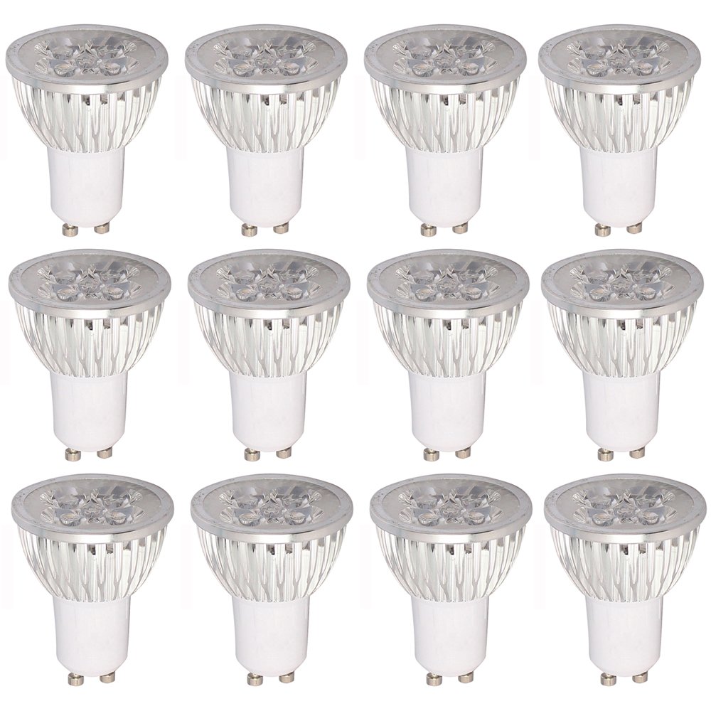12pcs GU10 LED Bulbs Warm White 4W Equivalent to 35W Halogen Non-Dimmable 300Lumens 6000K 120° Beam Angle