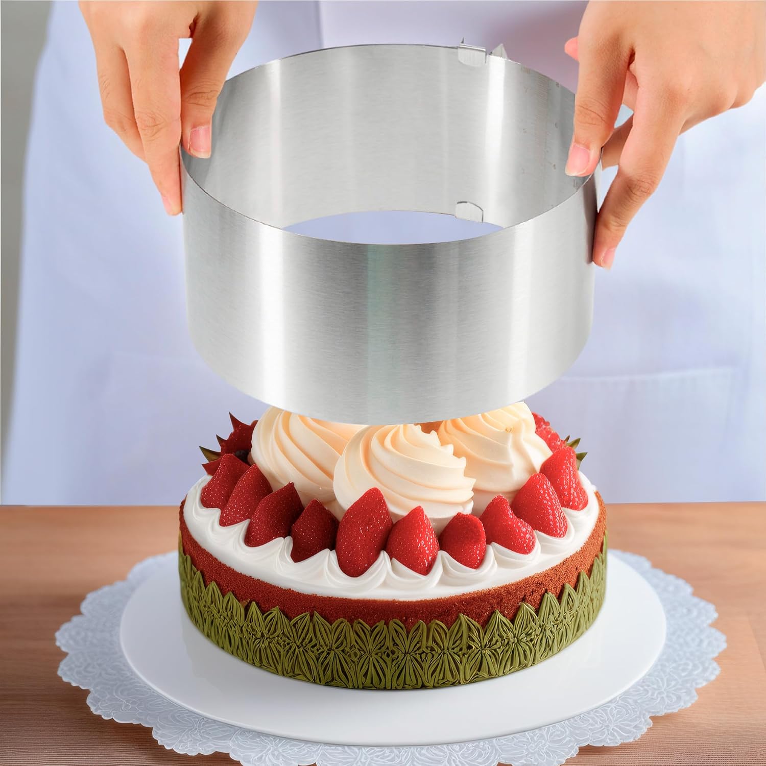 6-12 Inch Adjustable Round Cake Ring Cutter, Stainless Steel for Desserts Pastry Crumpets