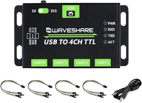 Waveshare Industrial USB to 4CH TTL Converter USB to UART with Multi Protection Circuits Multi Systems Support