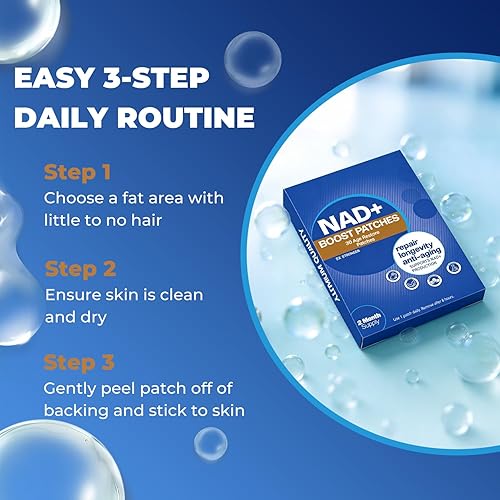 Miniatura 6 de Parches NAD+ cómodos y fáciles de llevar todo el día, veganos, resistentes al agua, 60 parches