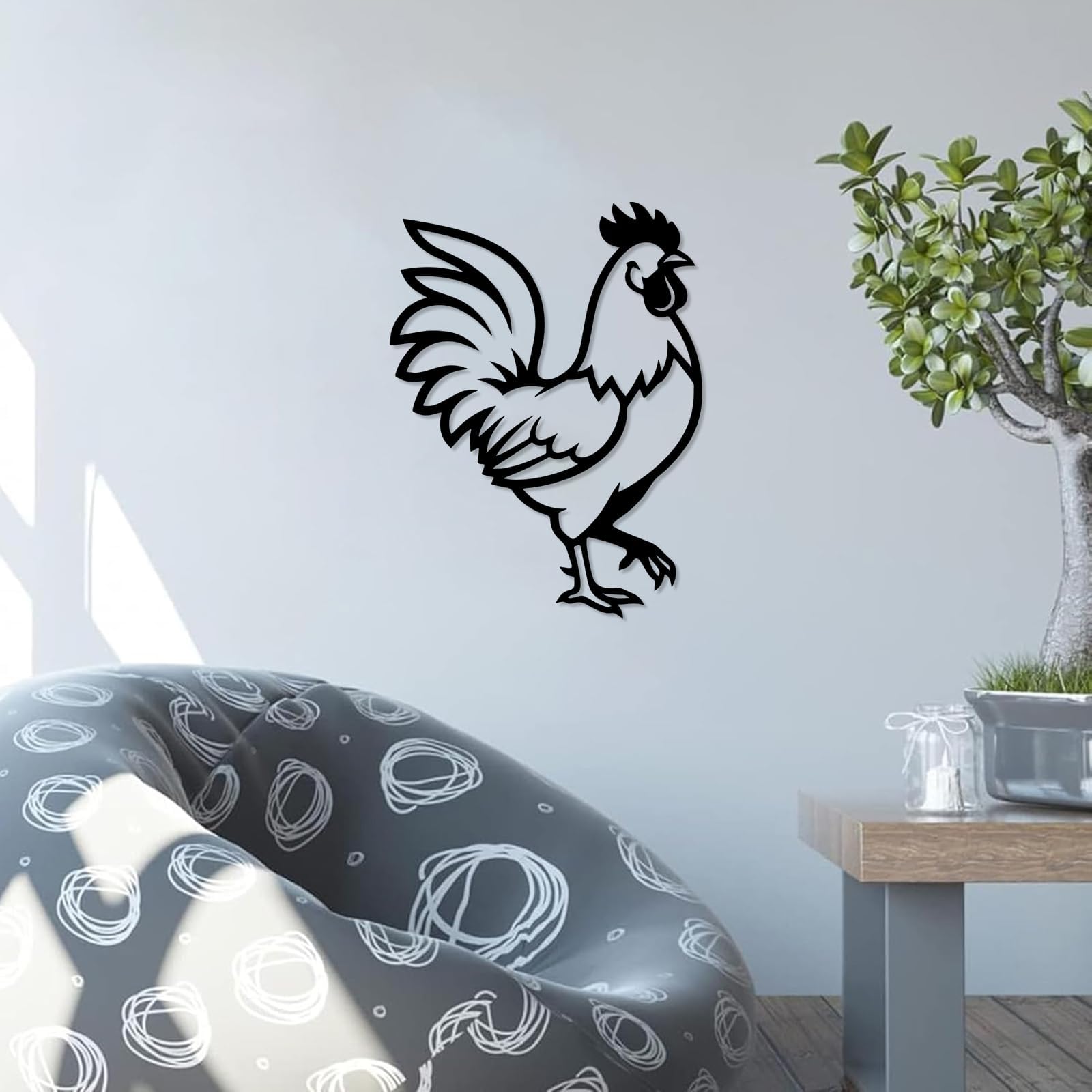 Dekoracja ścienna do salonu, dekoracja wisząca do domu wiejskiego (61 cm) | Kogut zwierzę metal sztuka ścienna metalowe znaki metalowe dekoracje zewnętrzne dekoracja ścienna dekoracja