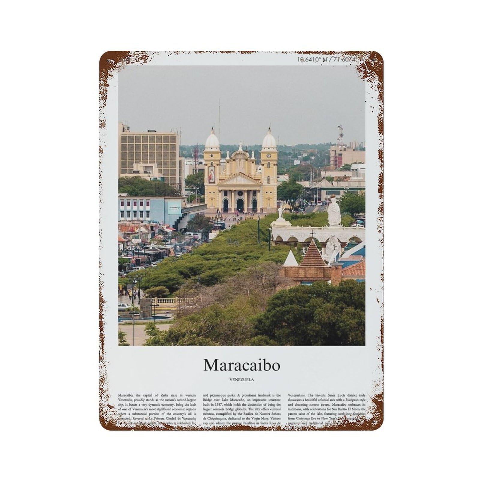 xiaoxiaoshen Maracaibo Venezuela City Scenery Wall Decor Art Metal Tin Poster Modern Home Decor Art Home Bar Shop Decorations Vintage Sign 40x30cm