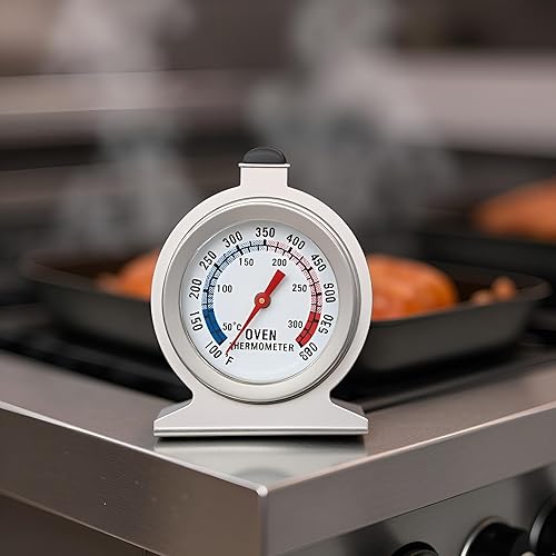 Miniatura 5 de Termómetro plateado para horno, 122.0-572.0 °F/100-600°F, termómetro de acero inoxidable de lectura instantánea, termómetro de cocina de cocina con